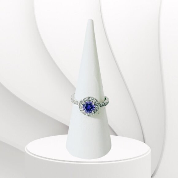 BP STERLING CLUB LIGHT TANZANITE CUBIC ZIRCONIA RING (Size 6) - Picture 2 of 7